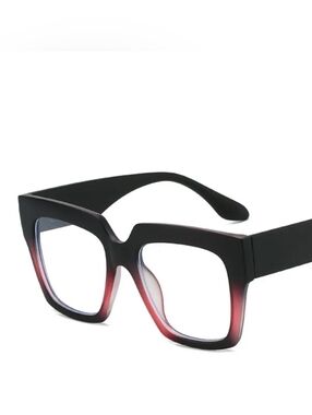 Fashion Oversized Square Women’s Glasses - Black to Red Gradient